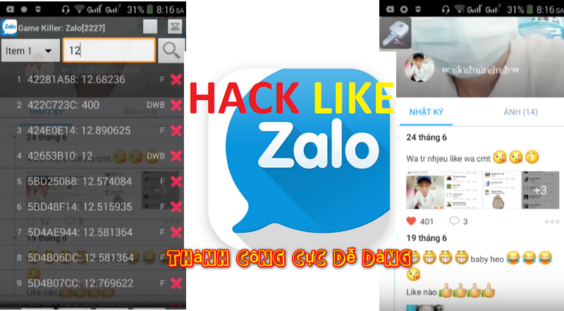 Hack Like Zalo chỉ với một vài thao tác và cho ra kết quả tăng like nhanh chóng