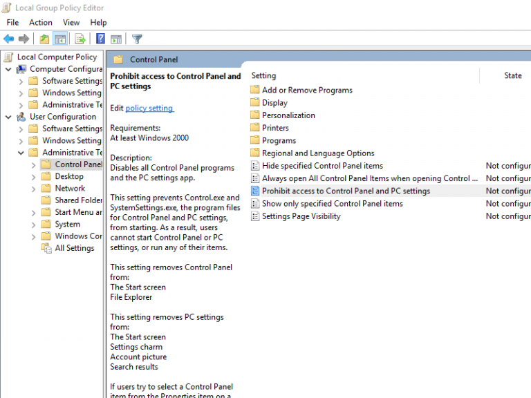 Các cách hạn chế truy cập Windows 10 Settings, Control Panel - Gõ Tiếng ...