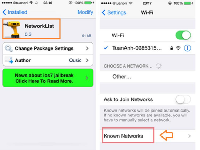 Xem Pass Wifi trên điện thoại iOS bằng NetworkList